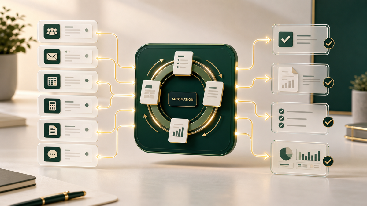 Business apps connected to an AI automation engine that completes workflow outcomes