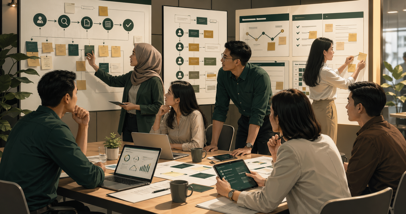 Team workshop on change management and digital transformation planning
