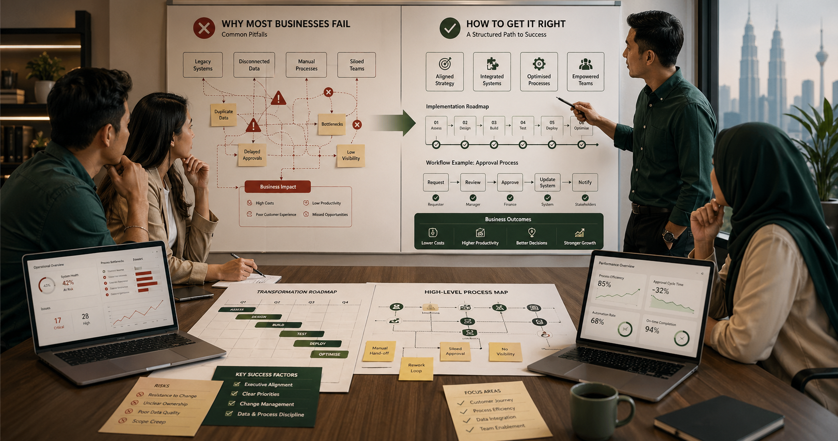 Malaysian digital transformation roadmap with warning signs and recovery strategy notes